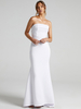 Robe de mariée simple blanche Mermaid Brush Train Fermeture à glissière à glissière robes de mariée en polyester sans bretelles