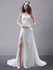 Robe de mariée simple bustier jupe fendu à traîne en mousseline de soie Robe de mariage