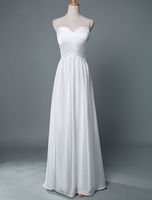 Robe de mariée simple col en cœur Robe plisées avec bretelles sans manches robes de mariée