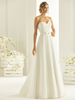 Robe de mariée simple col en cœur sans manches zip sur dos à petite traîne