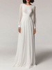 Robe de mariée simple col rond manche longue au sol