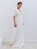 Robe de mariée simple col V manche courte boutonné à l