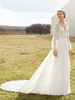 Robe de mariée simple col V manche longue à traîne