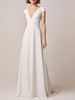 Robe de mariée simple col V sans manche décolleté à traîne courte
