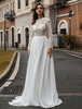 Robe de mariée simple de jeux de bijou à manches longues manches longues en mousseline de mousseline de mousseline de mariée de 30cm 30cm