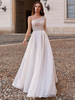 Robe de Mariée Simple Dentelle Robe Asymétrique Une Épaule Une Manche Longue En Tulle Robe de Mariage Top Transparent