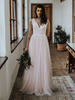 Robe de mariée simple dos nu robes de mariée en mousseline de soie col en V une ligne robes de mariée