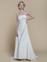 Robe de mariée simple en crêpe extensible avec décolleté sans manches en dentelle robe de bal de 20 cm