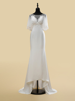Robe de mariée simple en dentelle avec décolleté illusion et manches courtes robe de bal en dentelle 40 cm