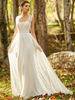 Robe de mariée simple en dentelle blanche col V robe mariage bohème