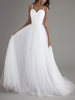 Robe de mariée simple en dentelle Col en coeur Sans manches Robes de mariage