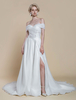 Robe de mariée simple en polyester à col bateau et manches courtes robe de bal découpée 40 cm