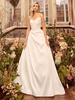 Robe de mariée simple en tissu satiné sans bretelles plissée sans manches ligne a