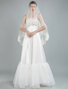 Robe de mariée simple encolure carrée sans manches volants Une ligne longueur au sol satin robes de mariée