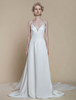 Robe de mariée simple fourreau col en V sans manches nœuds 30 cm robes de mariée
