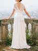 Robe de mariée simple gaine col en V sans manches longueur de plancher plissé avec train dentelle robes de mariée