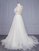 Robe de mariée simple ivoire dentelle col en V sans manches dos nu dentelle A-ligne longues robes de mariée