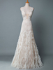 Robe de mariée simple ivoire en dentelle col et dos en V longueur au sol robe de mariage