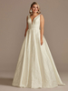 Robe de mariée simple ivoire en dentelle col V décolleté longueur au sol Robe de mariée grand taille