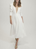 Robe de mariée simple ivoire pour femme A-ligne col en V manches longues robes de mariée longues