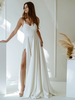 Robe de mariée simple ligne a col en V sans manches nœuds robes de mariée