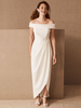 Robe de mariée simple Noir Crêpe Crêpe Crêle Manches courtes manches courtes plissées Robes de mariée à gaines plissées