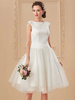 Robe de mariée simple polyester col bijou sans manches robes de mariée A-ligne