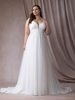 Robe de mariée simple polyester col en V sans manches en dentelle robes de mariée A-ligne