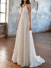 Robe de mariée simple robe de mariage à bretelle décolleté à traîne