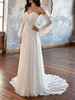 Robe de mariée simple robe de mariage bustier manche longue à traîne