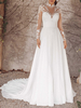 Robe de mariée simple robe de mariage col montant manche longue à traîne
