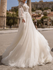Robe de mariée simple robe de mariage col rond manche longue à traîne