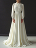 Robe de mariée simple robe de mariage col rond manche longue au sol