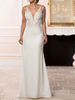 Robe de mariée simple robe de mariage col V boutonné sur dos à traîne courte
