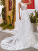 Robe de mariée simple robe de mariage col V décolleté à traîne en dentelle