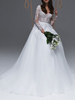 Robe de mariée simple robe de mariage col V manche longue à traîne