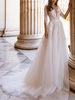 Robe de mariée simple robe de mariage col V prodond décolleté à traîne en dentelle