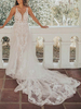 Robe de mariée simple robe de mariage col V profond à traîne