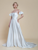 Robe de mariée simple silhouette princesse sans bretelles manches courtes 30 cm robes de mariée
