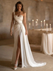 Robe de mariée simple sirène asymétrique sans manches en dentelle