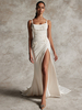 Robe de mariée simple sirène col bijou sans manches appliques robes de mariée