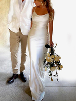 Robe de mariée simple sirène sans bretelles plissée sans manches 45 cm robes de mariée