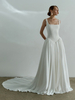 Robe de mariée simple taille basque robe de bal col carré sans manches 50 cm robes de mariée
