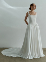 Robe de mariée simple taille basque robe de bal col carré sans manches 50 cm robes de mariée