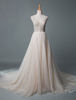 Robe de mariée simple une ligne col en V sans manches Applique perlée étage longueur robes de mariée