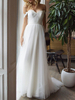 Robe de mariée simple une ligne hors de lépaule sans manches robes de mariée plissées avec train