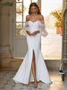 Robe de mariée sirène bustier zip sur dos jupe fendue au sol