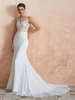 Robe de Mariée Sirène En Dentelle Avec Traîne Sans Manches Robe Simple de Mariage 2022