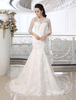 Robe de mariée sirène en dentelle ivoire avec dentelle col V