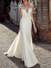 Robe de Mariée Sirène en Dentelle Sans Manches avec Traîne Col en V Robe de Mariage 2021